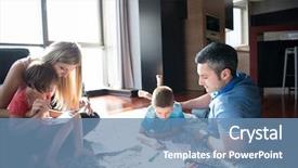  Presentation with young children playing - PPT layouts enhanced with living trust - happy young family playing together background and a teal colored foreground
