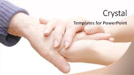  Presentation with old young - Slides having living trust - old and young hands isolated background and a  colored foreground