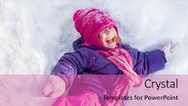  Presentation with snow - Beautiful PPT theme featuring liying - portrait of a naughty little backdrop and a  colored foreground