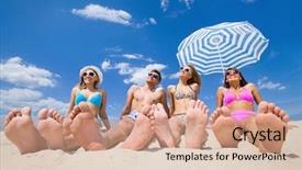  Presentation with young people diversity - Amazing presentation design having liying - young fun people enjoying summer backdrop and a  colored foreground