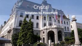  Presentation with university building - PPT layouts enhanced with ljubljana-slovenia-june-30-headquarters background and a teal colored foreground