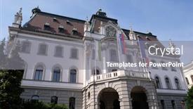  Presentation with university building - Slide set consisting of ljubljana-slovenia-june-30-headquarters background and a gray colored foreground