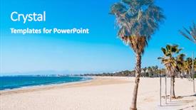  Presentation with panoramic - Presentation theme enhanced with llevant beach in salou spain background and a teal colored foreground