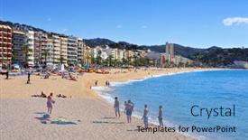  Presentation with spain - Colorful slides enhanced with lloret-de-mar-spain backdrop and a teal colored foreground