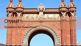  Presentation with triumphal arch and champs elysees - Presentation theme enhanced with llu - triumphal arch in barcelona background and a coral colored foreground