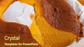  Presentation with baking cake - Slides with spongecake - close up of a sliced background and a tawny brown colored foreground