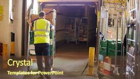  Presentation with cage - Theme having load - man pushing roll cage background and a tawny brown colored foreground