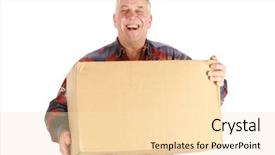  Presentation with labor and delivery - PPT layouts consisting of load balance - delivery man holding big box background and a lemonade colored foreground