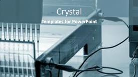  Presentation with sample - Presentation design featuring load-dna-sample-in-electrophoresis background and a teal colored foreground