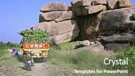  Presentation with irrigation - Slides with load of bananas hampi india background and a violet colored foreground