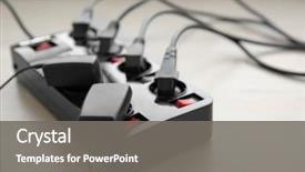  Presentation with power plug - Amazing PPT theme having loaded power strip backdrop and a gray colored foreground