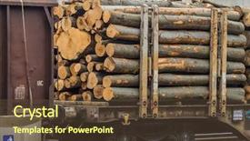  Presentation with rail freight transportation - Slides with loaded with wood freight train background and a  colored foreground