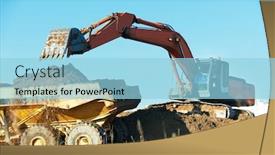  Presentation with earthmoving - Slide deck with loader-excavator-and-tipper-dumper background and a light blue colored foreground