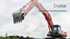  Presentation with excavator - PPT layouts enhanced with loader excavator doing construction works background and a sky blue colored foreground
