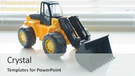  Presentation with industrial plastic - Presentation theme featuring loader excavator for earth moving background and a  colored foreground