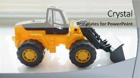  Presentation with frontend - Presentation design enhanced with loader excavator for earth moving background and a  colored foreground