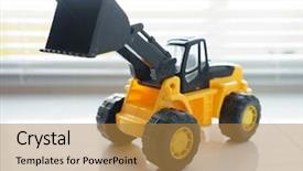  Presentation with industrial plastic - Beautiful presentation theme featuring loader excavator for earth moving backdrop and a  colored foreground