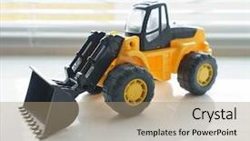  Presentation with industrial plastic - PPT theme consisting of loader excavator for earth moving background and a  colored foreground