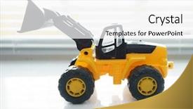  Presentation with frontend - Presentation featuring loader excavator for earth moving background and a  colored foreground