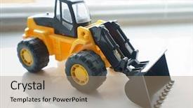  Presentation with industrial plastic - Presentation with loader excavator for earth moving background and a  colored foreground