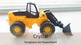  Presentation with industrial plastic - Beautiful presentation design featuring loader excavator for earth moving backdrop and a  colored foreground