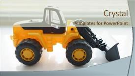  Presentation with earth moving construction - Presentation featuring loader excavator for earth moving background and a  colored foreground