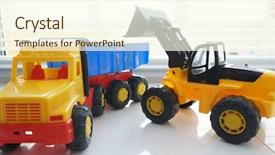  Presentation with earth moving construction - Presentation theme with loader excavator for earth moving background and a cream colored foreground