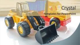  Presentation with earth moving construction - Presentation design having loader excavator for earth moving background and a yellow colored foreground