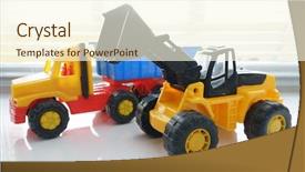  Presentation with earth moving construction - Presentation featuring loader excavator for earth moving background and a cream colored foreground