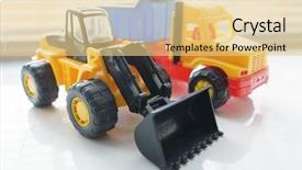  Presentation with earth moving construction - Amazing presentation having loader excavator for earth moving backdrop and a yellow colored foreground