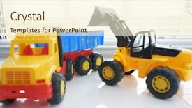  Presentation with earth moving construction - Beautiful presentation theme featuring loader excavator for earth moving backdrop and a cream colored foreground