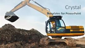  Presentation with excavator - Colorful slide deck enhanced with loader-excavator-standing-in-sandpit backdrop and a sky blue colored foreground