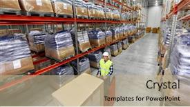  Presentation with loading - Presentation theme with loader operating forklift and loading background and a mint green colored foreground