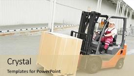  Presentation with forklift - Beautiful slide deck featuring loading cardboard boxes by forklift backdrop and a lemonade colored foreground