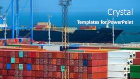  Presentation with dock - Slide set with loading-containers-onto-the-ship background and a  colored foreground