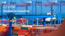  Presentation with dock - Presentation theme having loading-containers-onto-the-ship background and a  colored foreground