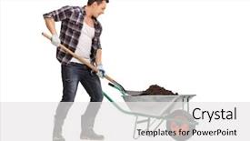  Presentation with loading - Audience pleasing presentation consisting of loading dirt into a wheelbarrow backdrop and a white colored foreground