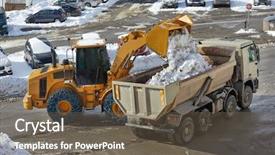  Presentation with dump truck - Audience pleasing presentation theme consisting of loading on a dump truck backdrop and a tawny brown colored foreground