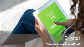  Presentation with loading - Colorful PPT theme enhanced with loading-screen-against-woman-pointing backdrop and a violet colored foreground