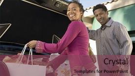  Presentation with loading - Colorful PPT layouts enhanced with loading shopping bags in car backdrop and a violet colored foreground