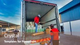  Presentation with helping man - Colorful presentation theme enhanced with loading-the-back backdrop and a coral colored foreground