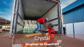  Presentation with helping man - PPT theme consisting of loading-the-back background and a red colored foreground