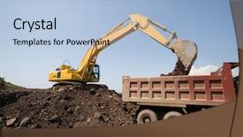  Presentation with excavator - Colorful PPT theme enhanced with loads a truck an earth backdrop and a light blue colored foreground