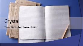  Presentation with exercise - Audience pleasing presentation theme consisting of loads of exercise books isolated backdrop and a light gray colored foreground