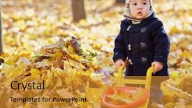  Presentation with autumn leaves - Slide set having loadshedding - little boy carries plastic wheelbarrow background and a  colored foreground