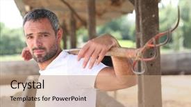  Presentation with barn - Slide set with loadshedding - man by a barn background and a  colored foreground