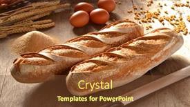  Presentation with bread - Presentation consisting of loaf-baquette-of-baked-bread background and a tawny brown colored foreground