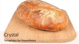  Presentation with bread - PPT layouts with loaf of a bread on a chopping board isolated on white background and a coral colored foreground