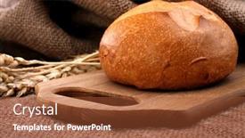  Presentation with bread life - Slide set enhanced with loaf of bread and wheat ears still life on rustic background background and a red colored foreground