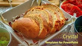  Presentation with healthy breakfast - Presentation enhanced with loaf-of-bread-cut background and a tawny brown colored foreground